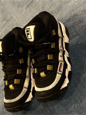 Fila Black, White & Gold Rope-Laced Athletic Sneakers